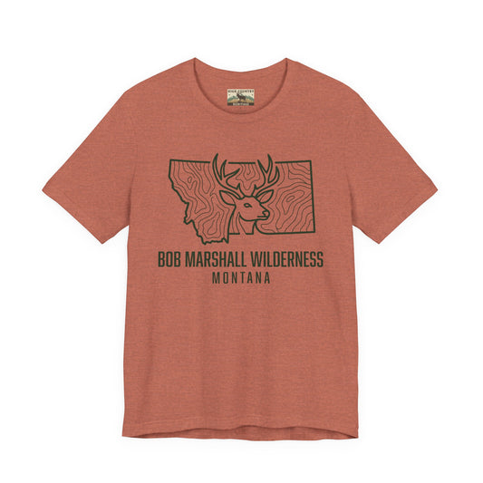 Sate of Montana with mule deer head T-shirt