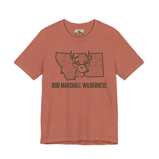 Sate of Montana with mule deer head T-shirt