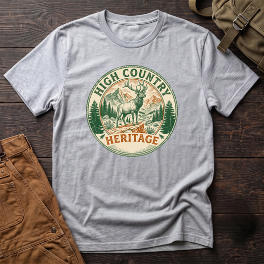 Elk and landscape badge T-shirt