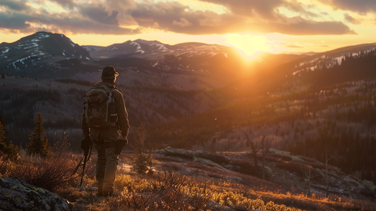 Hunter glassing a ridge at dawn — fair chase hunting in the high country