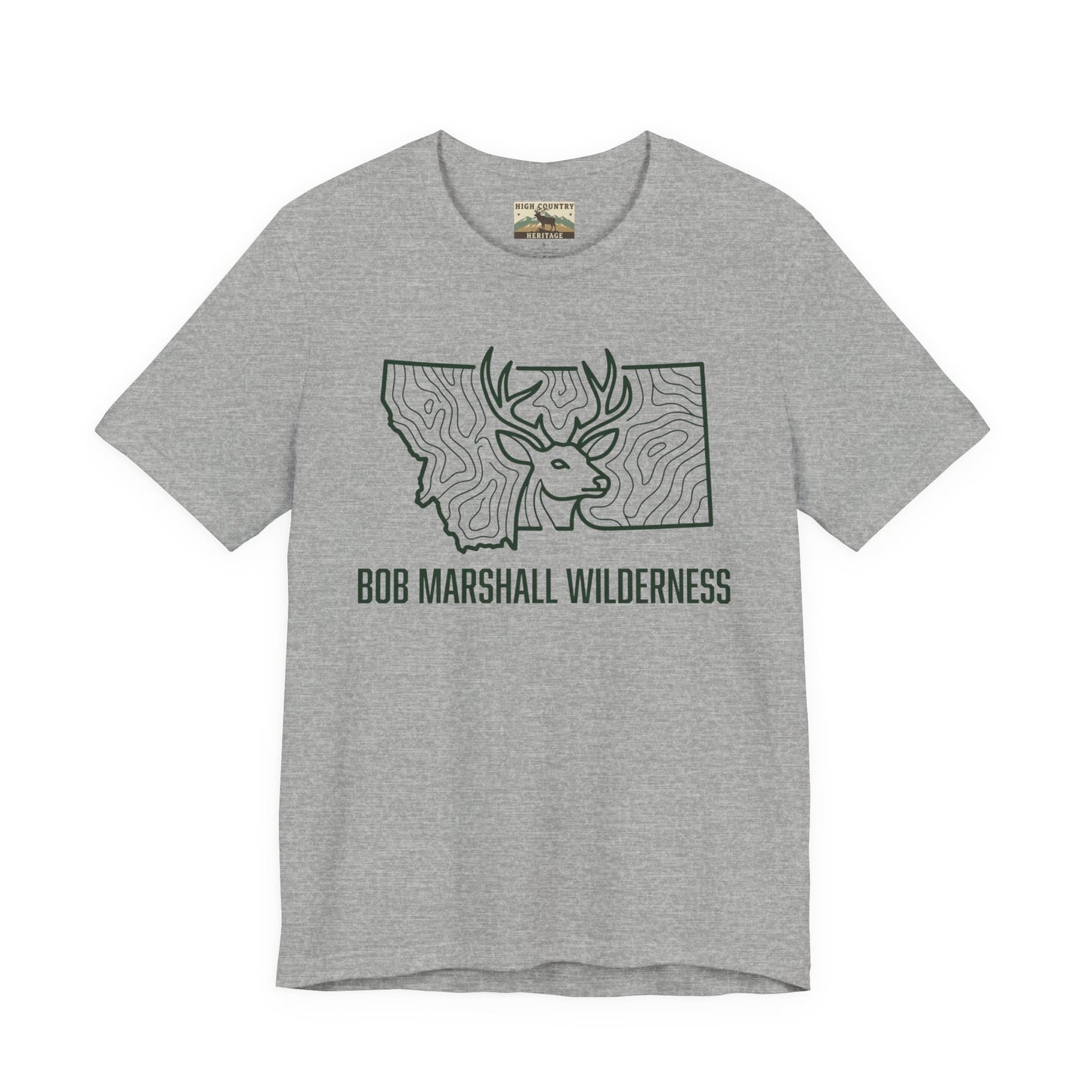 Sate of Montana with mule deer head T-shirt