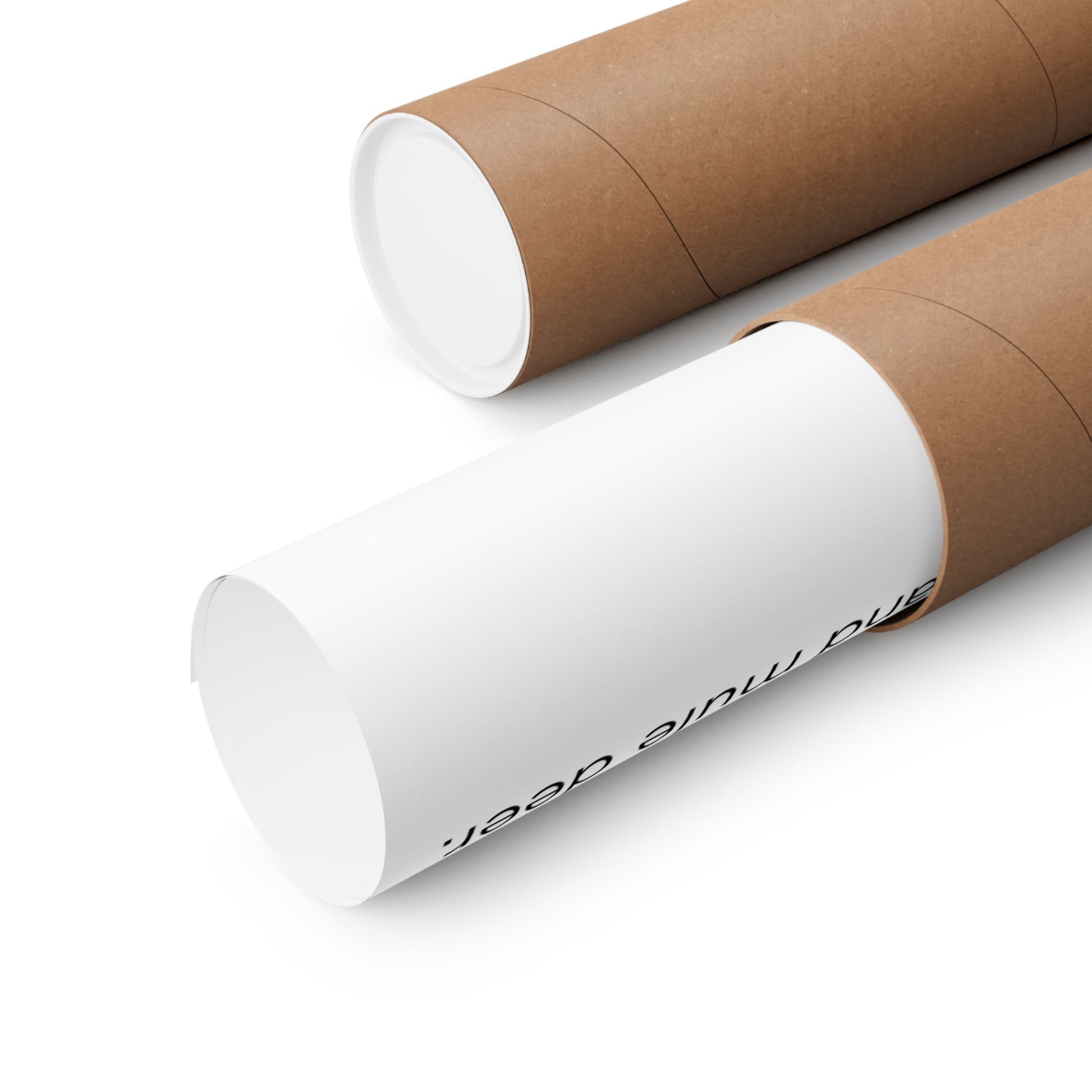 Protective rigid cardboard shipping tubes used to deliver the Bob Marshall Wilderness topographic map poster safely rolled and undamaged, shown on a white background.