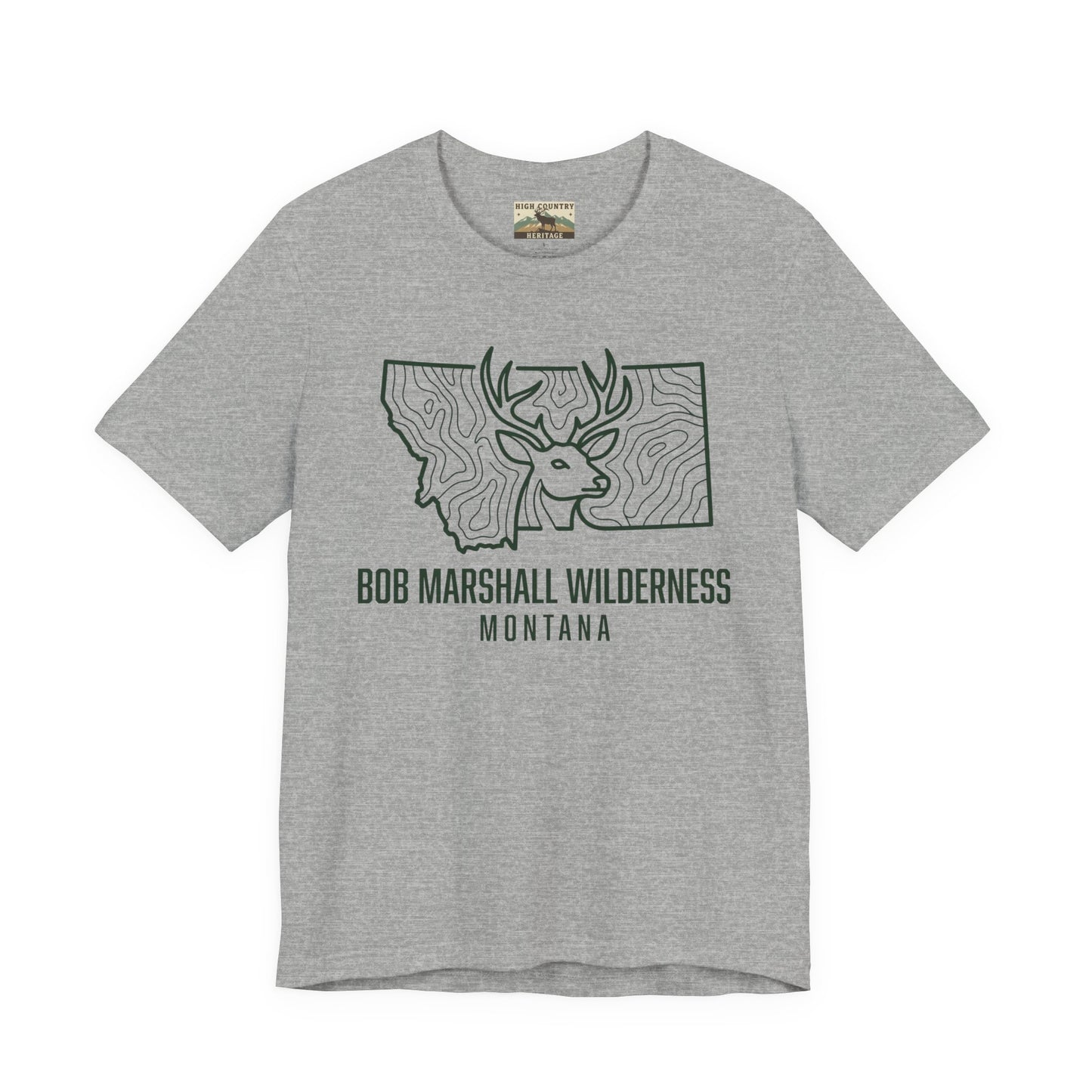 Sate of Montana with mule deer head T-shirt
