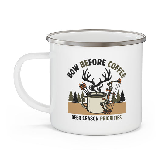 Bow before coffee 12oz Enamel Mug