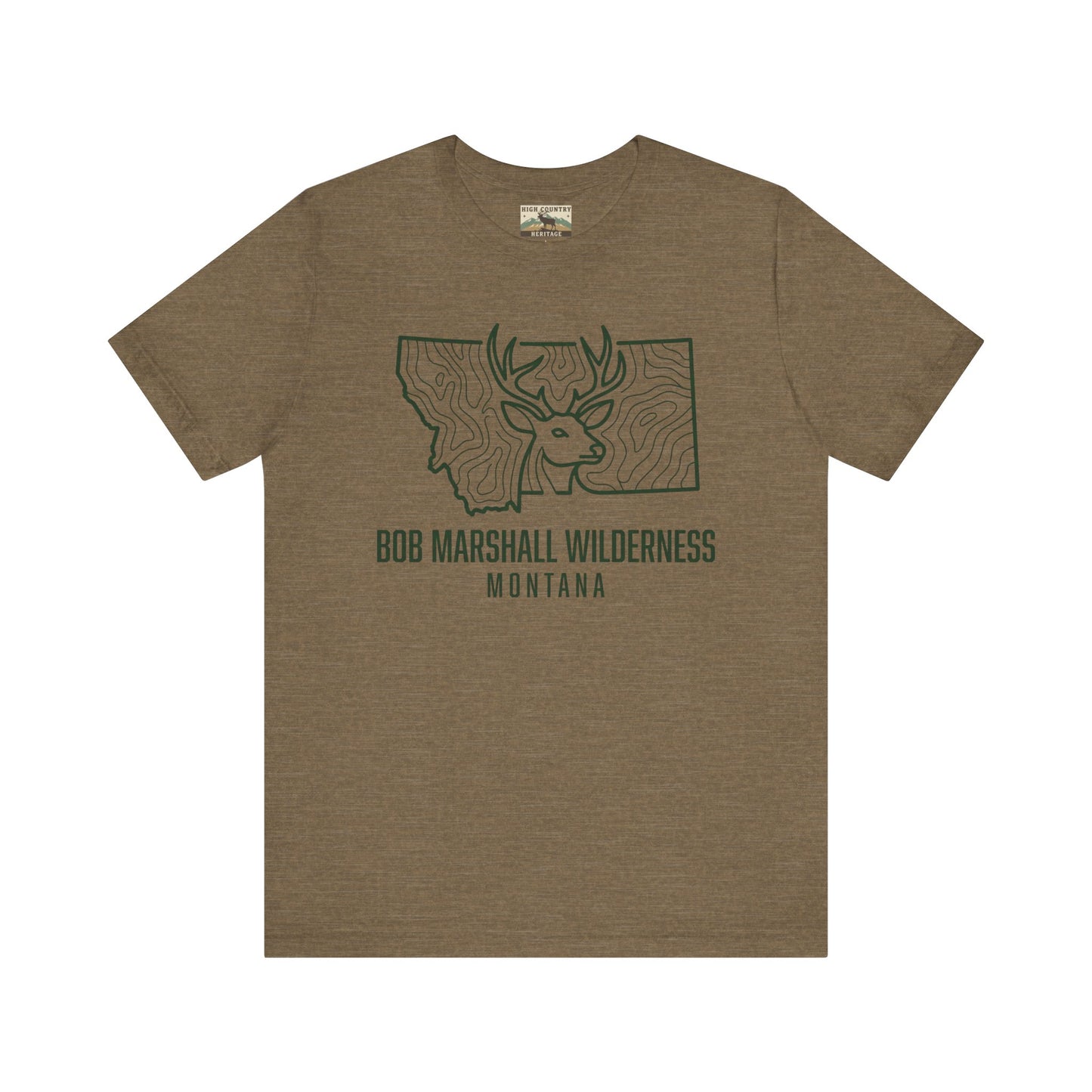 Sate of Montana with mule deer head T-shirt