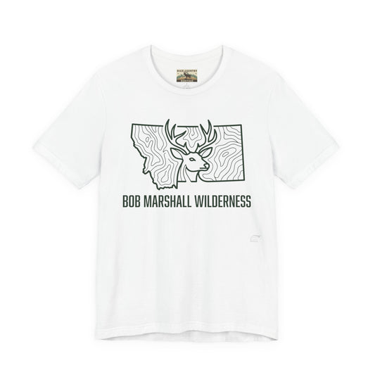 Sate of Montana with mule deer head T-shirt