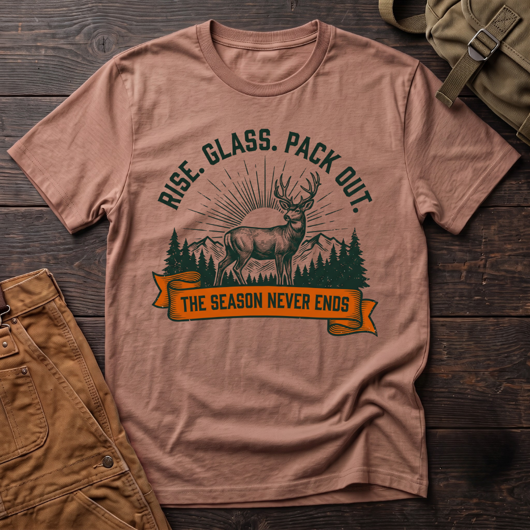 Rise, glass, pack out T-shirt