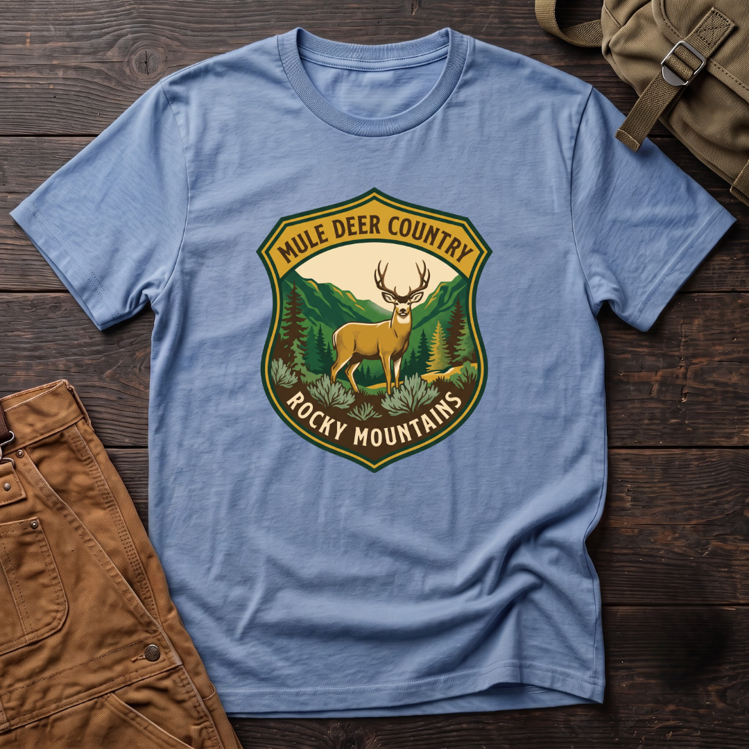 Mule deer country shield T-shirt