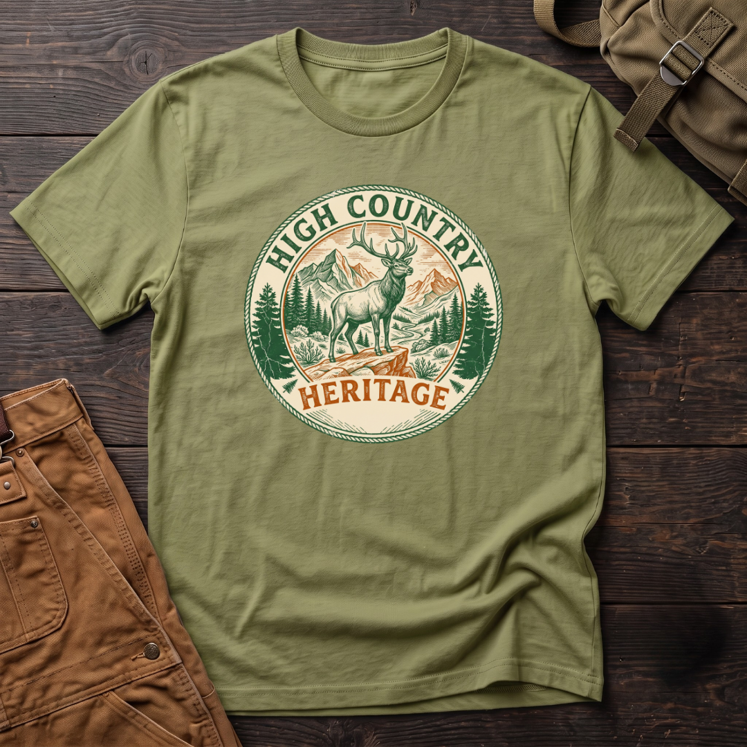 Elk and landscape badge T-shirt