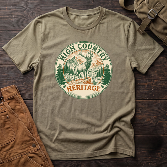Elk and landscape badge T-shirt