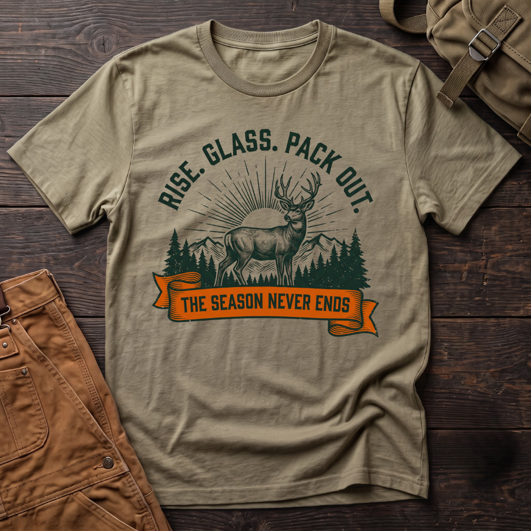 Rise, glass, pack out T-shirt