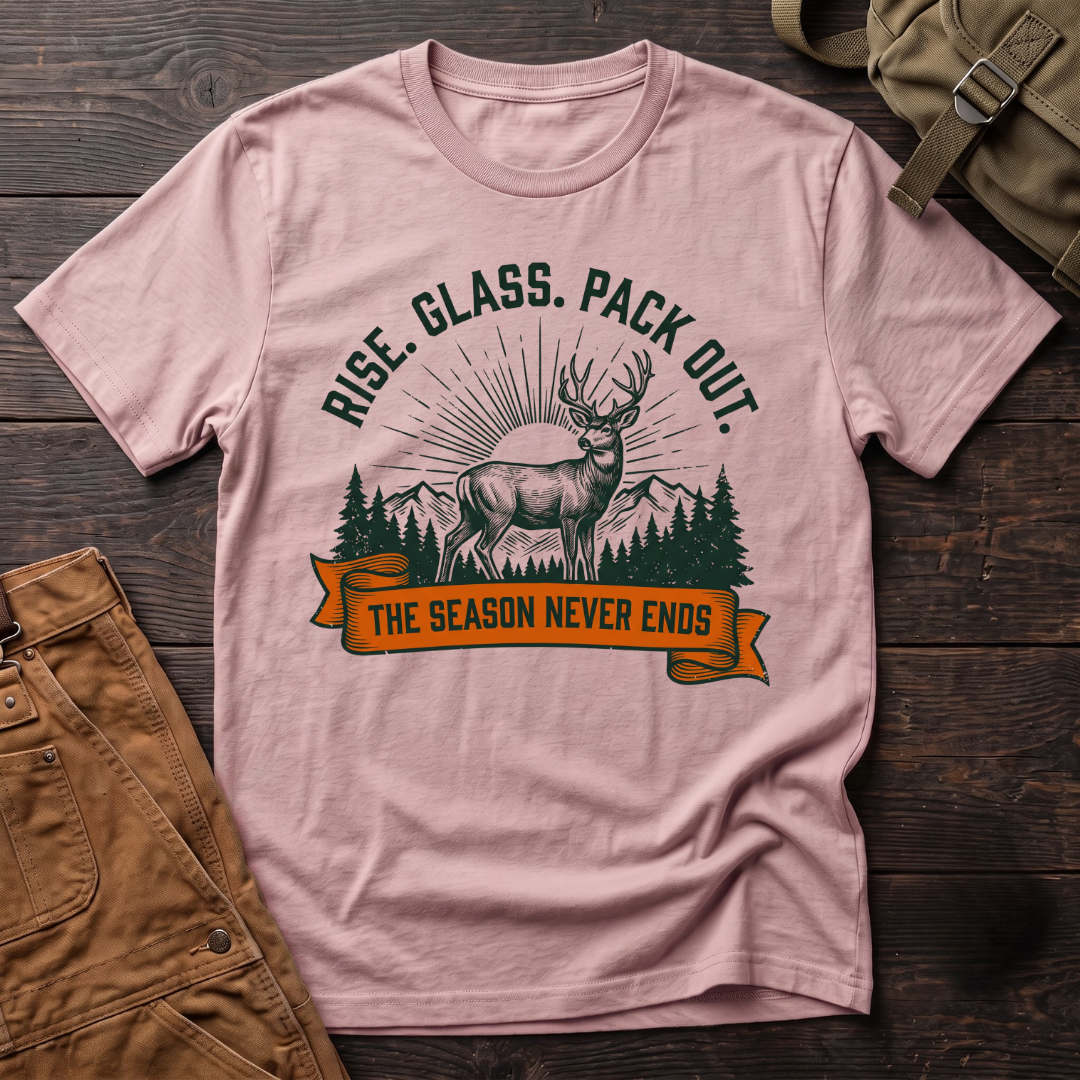 Rise, glass, pack out T-shirt