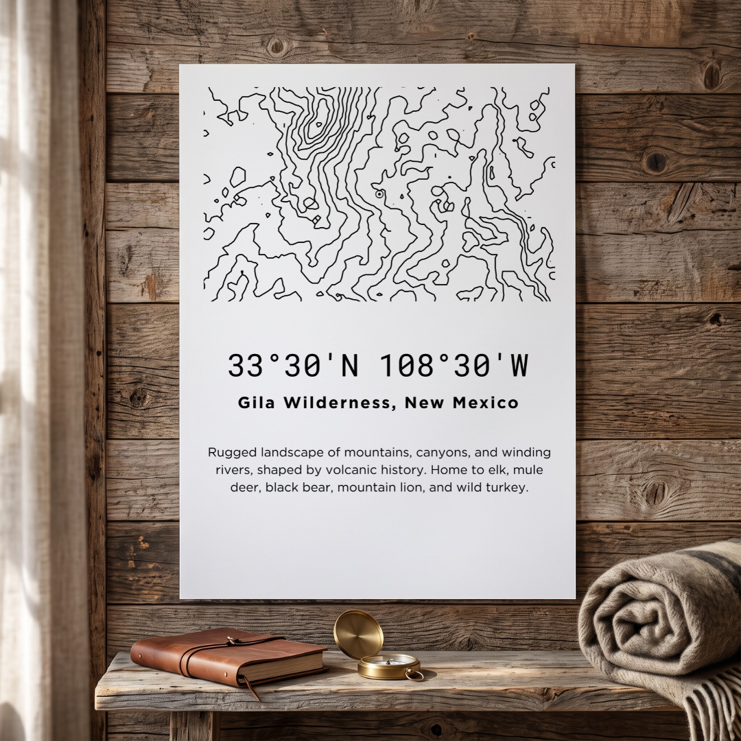 Gila Wilderness New Mexico Topographic Map Poster