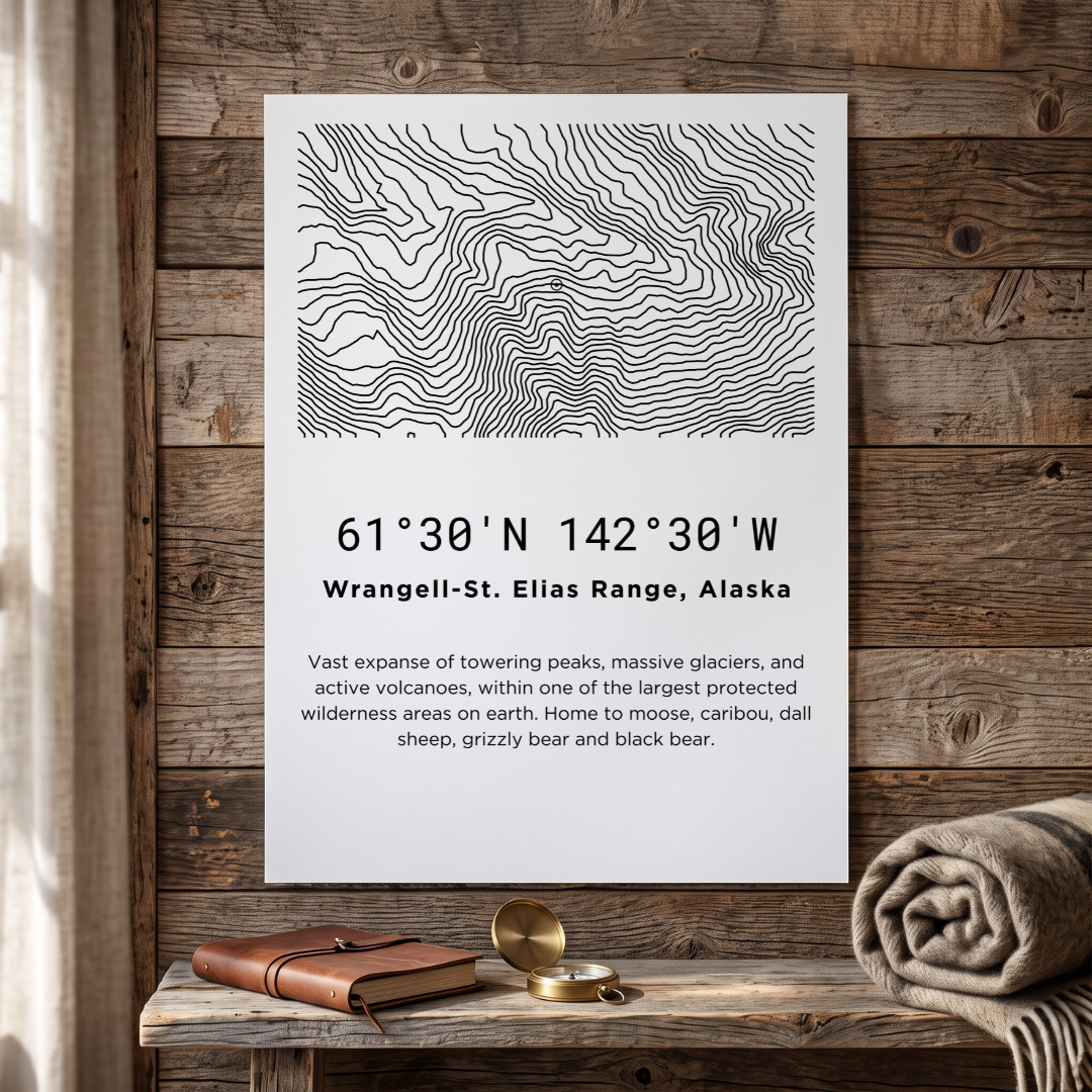 Wrangell-St. Elias Alaska Topographic Map Poster