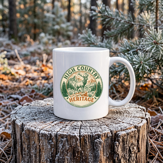 Elk and landscape badge 11oz Ceramic Mug