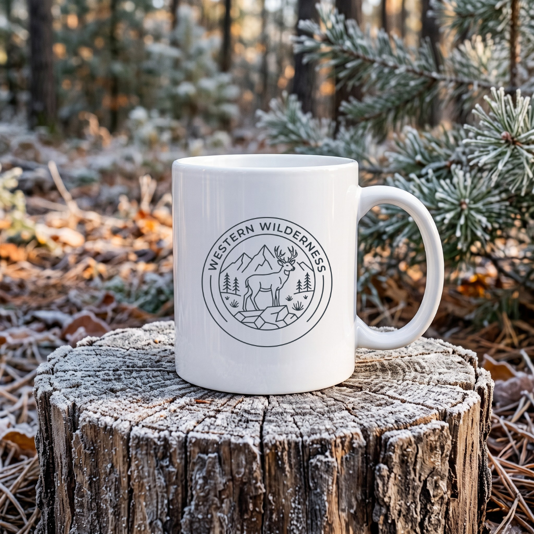 Minimalistic western wilderness badge 11oz Ceramic Mug