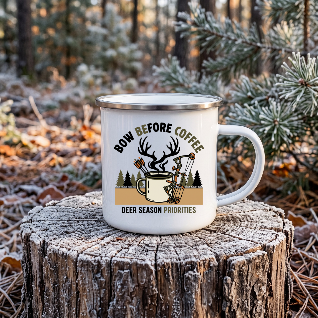 Bow before coffee 12oz Enamel Mug