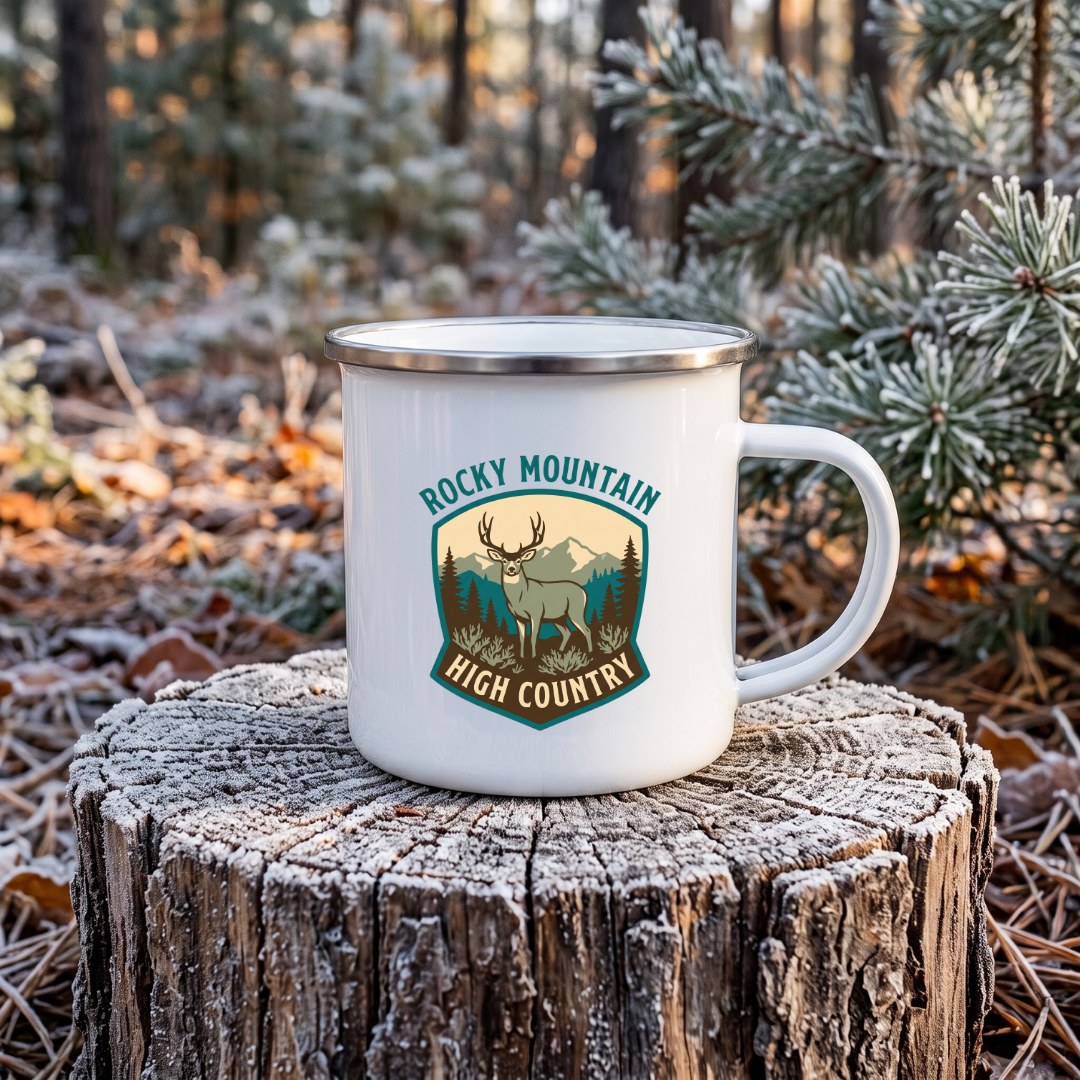 Rocky Mountain shield 12oz Enamel Mug