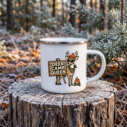 Deer camp queen 12oz Enamel Mug
