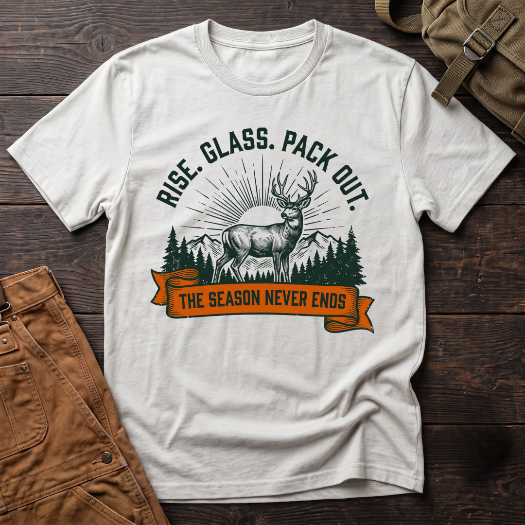 Rise, glass, pack out T-shirt